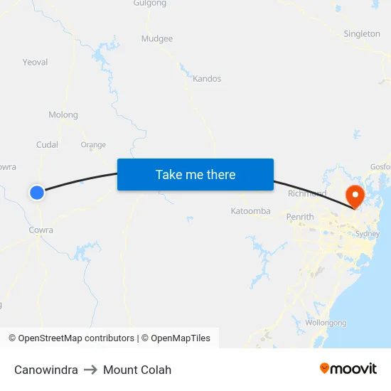 Canowindra to Mount Colah map