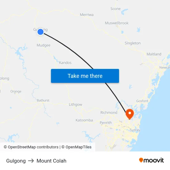 Gulgong to Mount Colah map