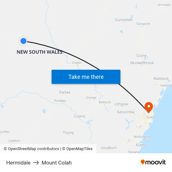 Hermidale to Mount Colah map