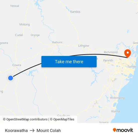 Koorawatha to Mount Colah map