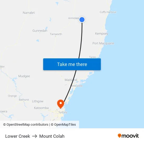 Lower Creek to Mount Colah map