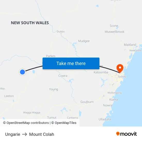 Ungarie to Mount Colah map