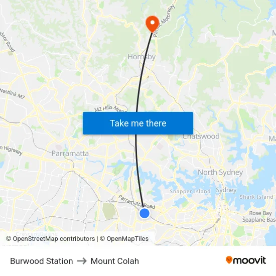 Burwood Station to Mount Colah map