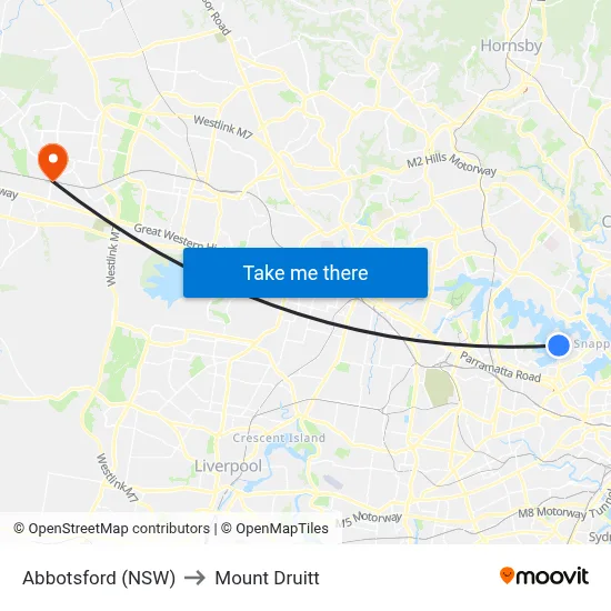 Abbotsford (NSW) to Mount Druitt map
