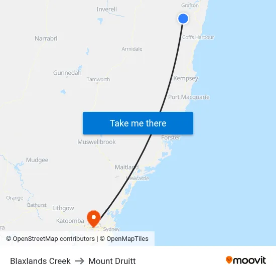 Blaxlands Creek to Mount Druitt map