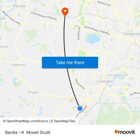 Bardia to Mount Druitt map