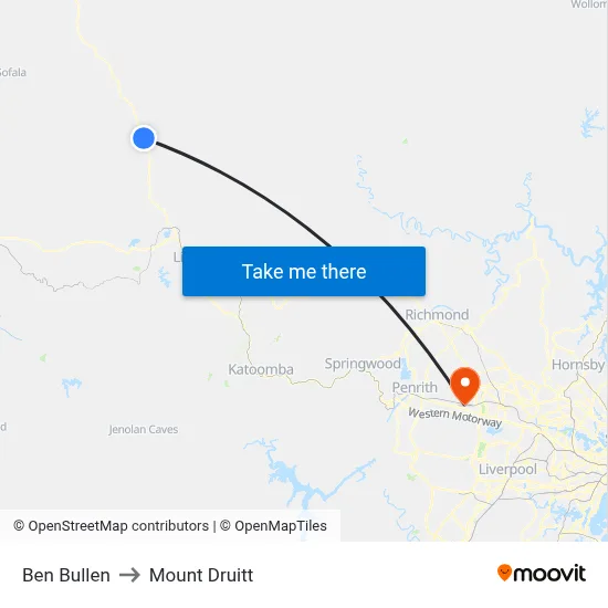 Ben Bullen to Mount Druitt map