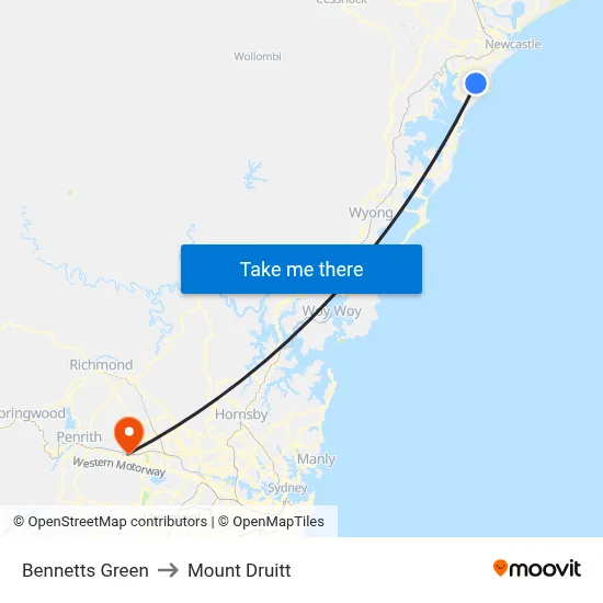 Bennetts Green to Mount Druitt map