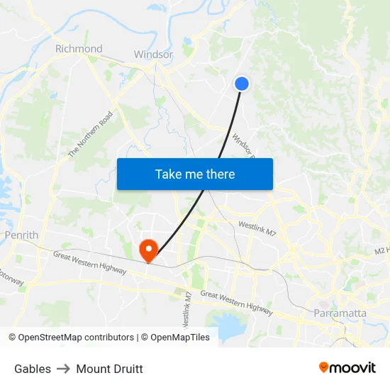 Gables to Mount Druitt map