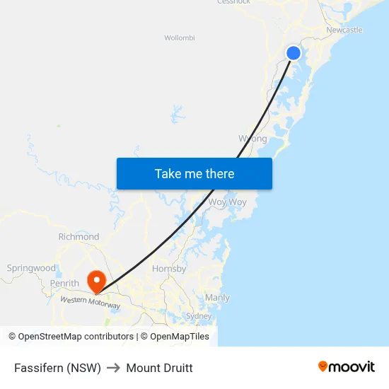 Fassifern (NSW) to Mount Druitt map