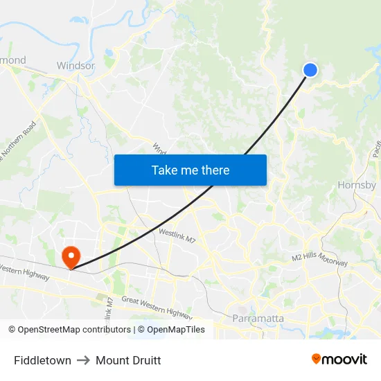 Fiddletown to Mount Druitt map
