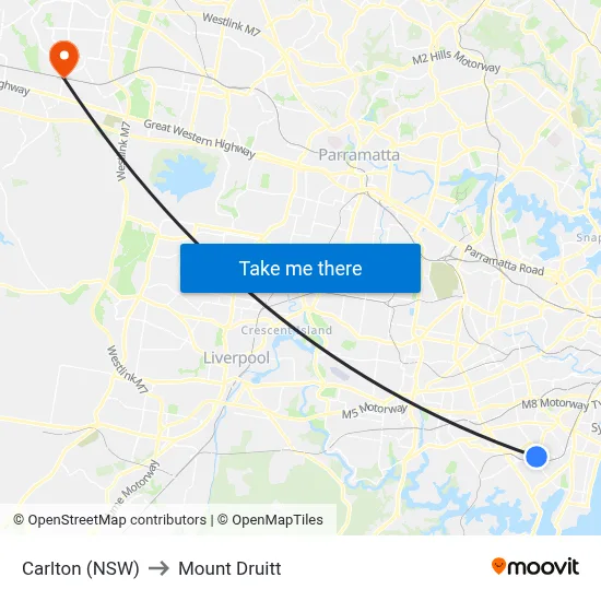 Carlton (NSW) to Mount Druitt map