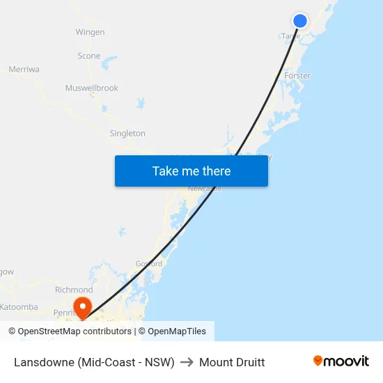 Lansdowne (Mid-Coast - NSW) to Mount Druitt map