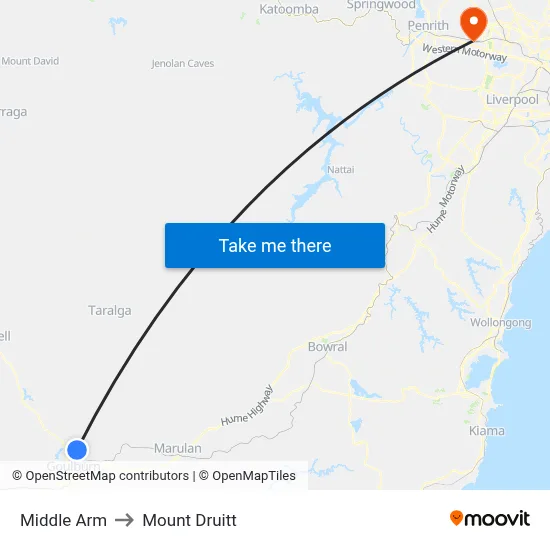 Middle Arm to Mount Druitt map