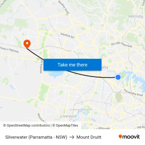 Silverwater (Parramatta - NSW) to Mount Druitt map