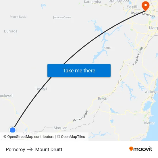Pomeroy to Mount Druitt map