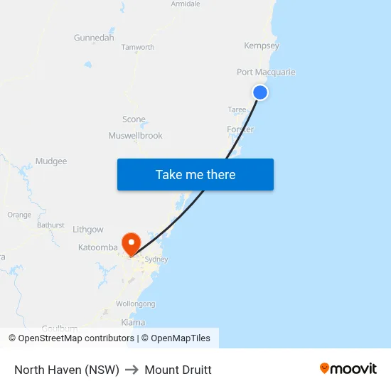 North Haven (NSW) to Mount Druitt map
