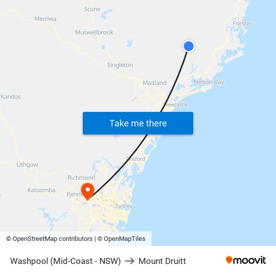 Washpool (Mid-Coast - NSW) to Mount Druitt map