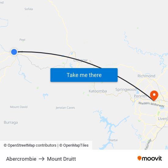 Abercrombie to Mount Druitt map