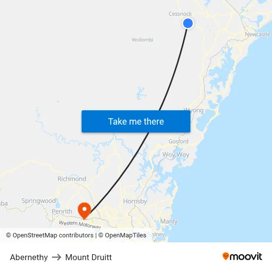 Abernethy to Mount Druitt map