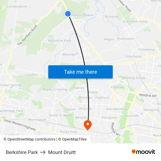 Berkshire Park to Mount Druitt map