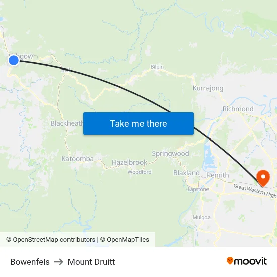 Bowenfels to Mount Druitt map