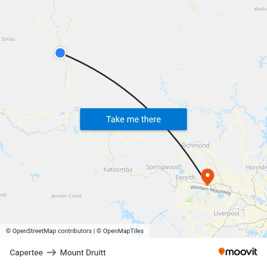 Capertee to Mount Druitt map