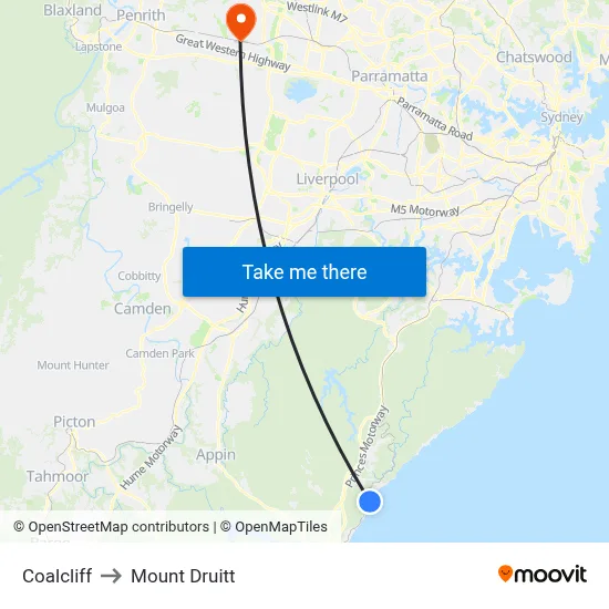 Coalcliff to Mount Druitt map