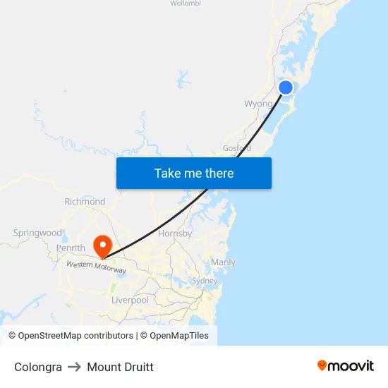 Colongra to Mount Druitt map