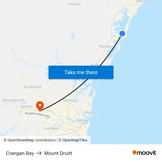 Crangan Bay to Mount Druitt map
