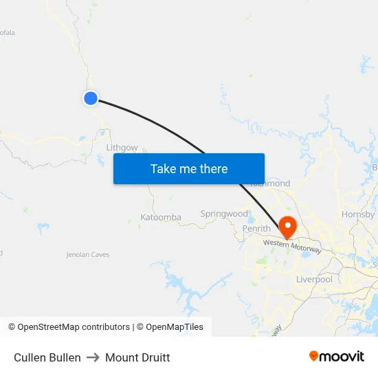 Cullen Bullen to Mount Druitt map