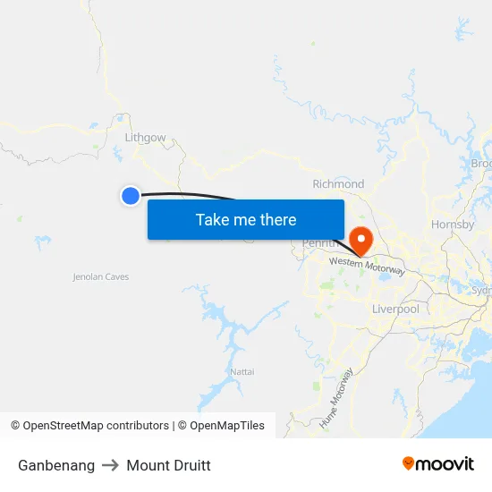 Ganbenang to Mount Druitt map