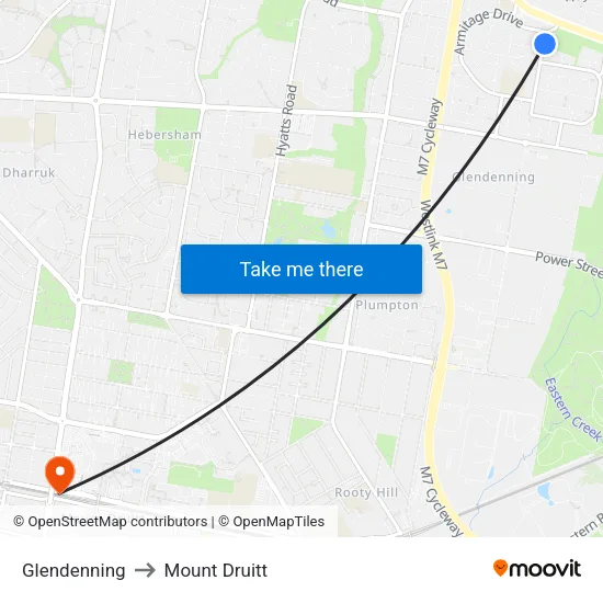 Glendenning to Mount Druitt map