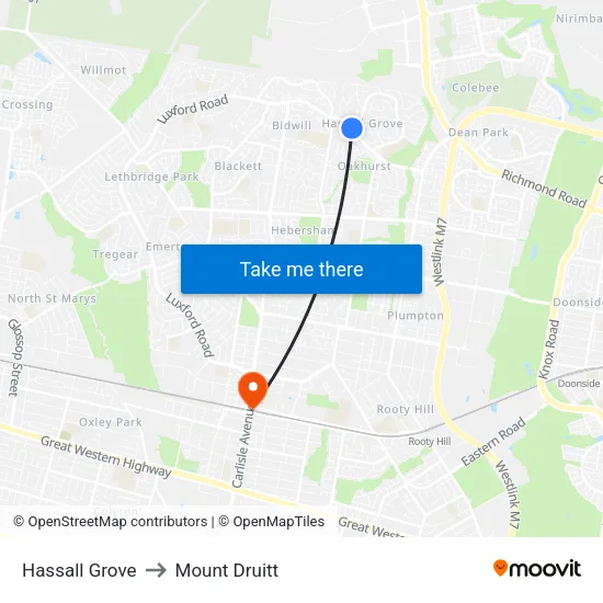 Hassall Grove to Mount Druitt map