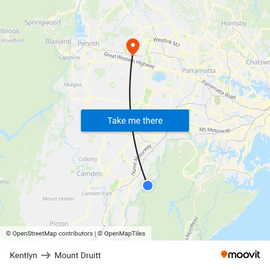 Kentlyn to Mount Druitt map