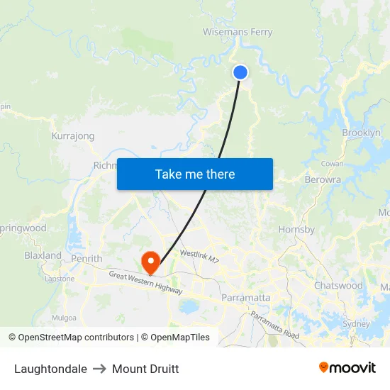 Laughtondale to Mount Druitt map