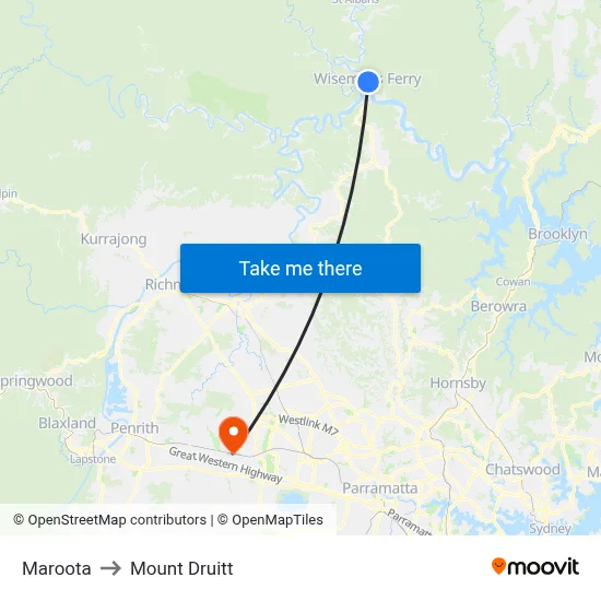 Maroota to Mount Druitt map