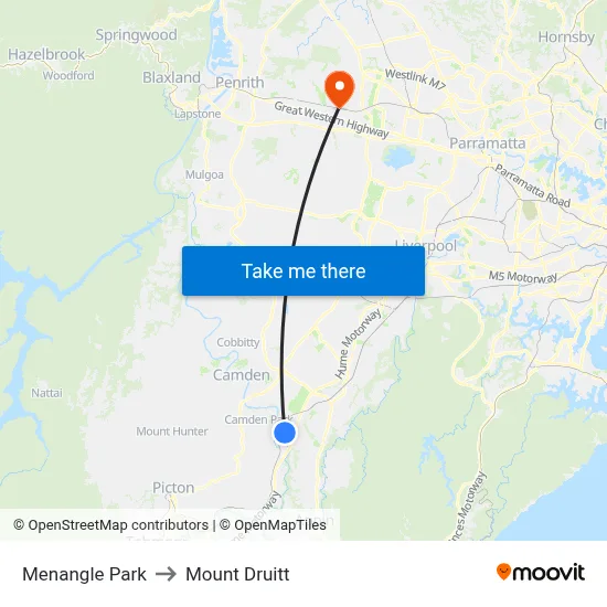 Menangle Park to Mount Druitt map