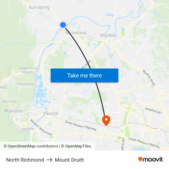 North Richmond to Mount Druitt map