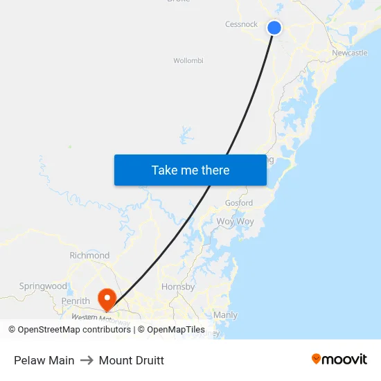 Pelaw Main to Mount Druitt map