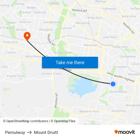 Pemulwuy to Mount Druitt map