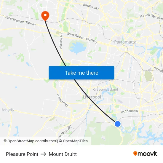Pleasure Point to Mount Druitt map