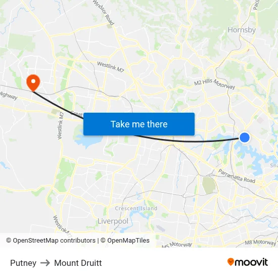Putney to Mount Druitt map