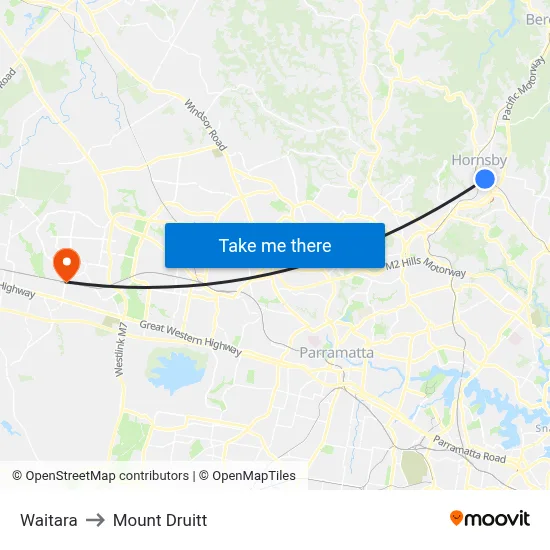 Waitara to Mount Druitt map