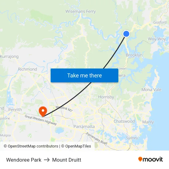 Wendoree Park to Mount Druitt map