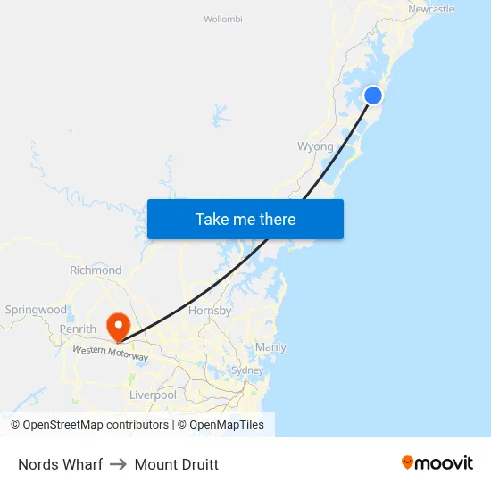 Nords Wharf to Mount Druitt map