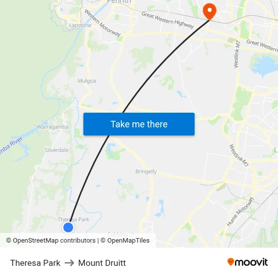 Theresa Park to Mount Druitt map