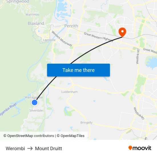 Werombi to Mount Druitt map