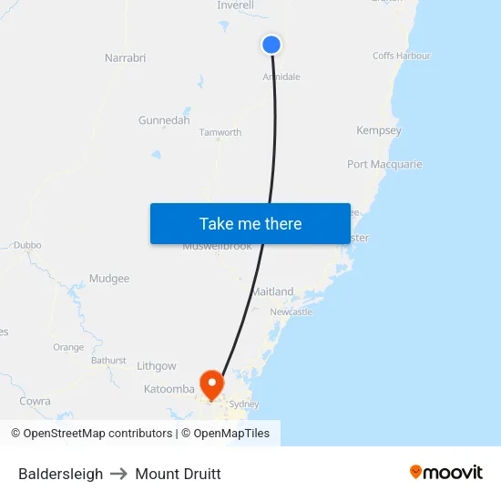 Baldersleigh to Mount Druitt map