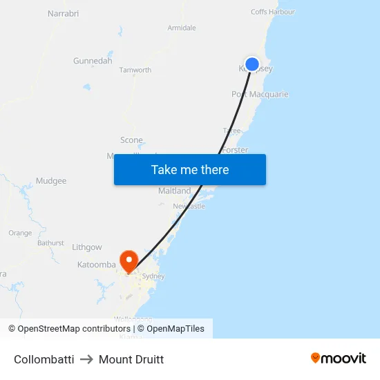Collombatti to Mount Druitt map